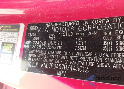 2017 Kia Soul + z USA, uszkodzony, nr VIN KNDJP3A57H7445012